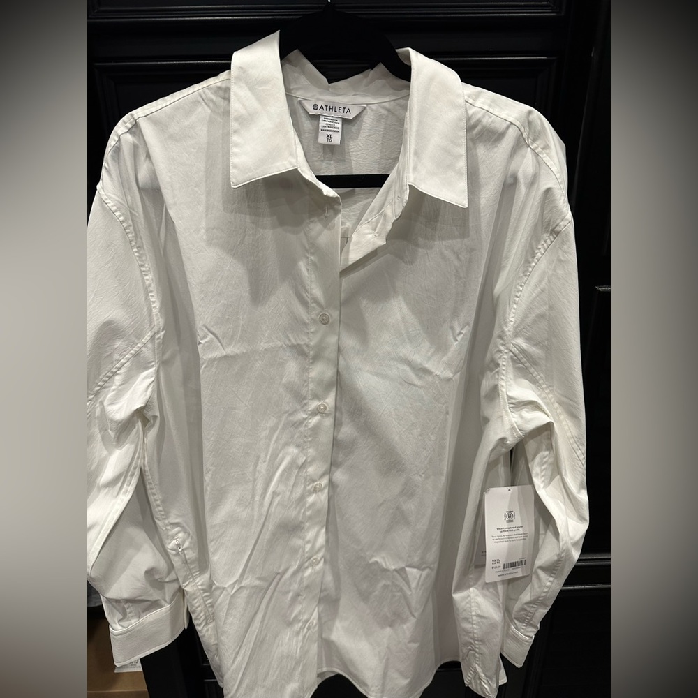 NWT Athleta White XL Poplin Top
